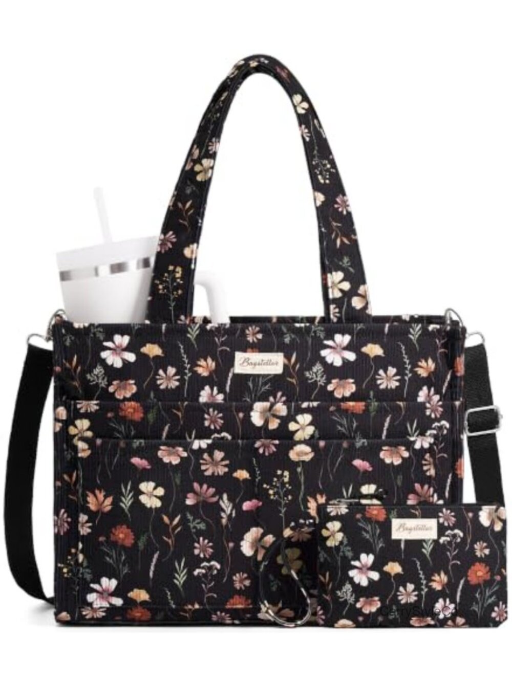 Corduroy Tote Bag for Women 15 Pockets Teacher Nurse Work Bag